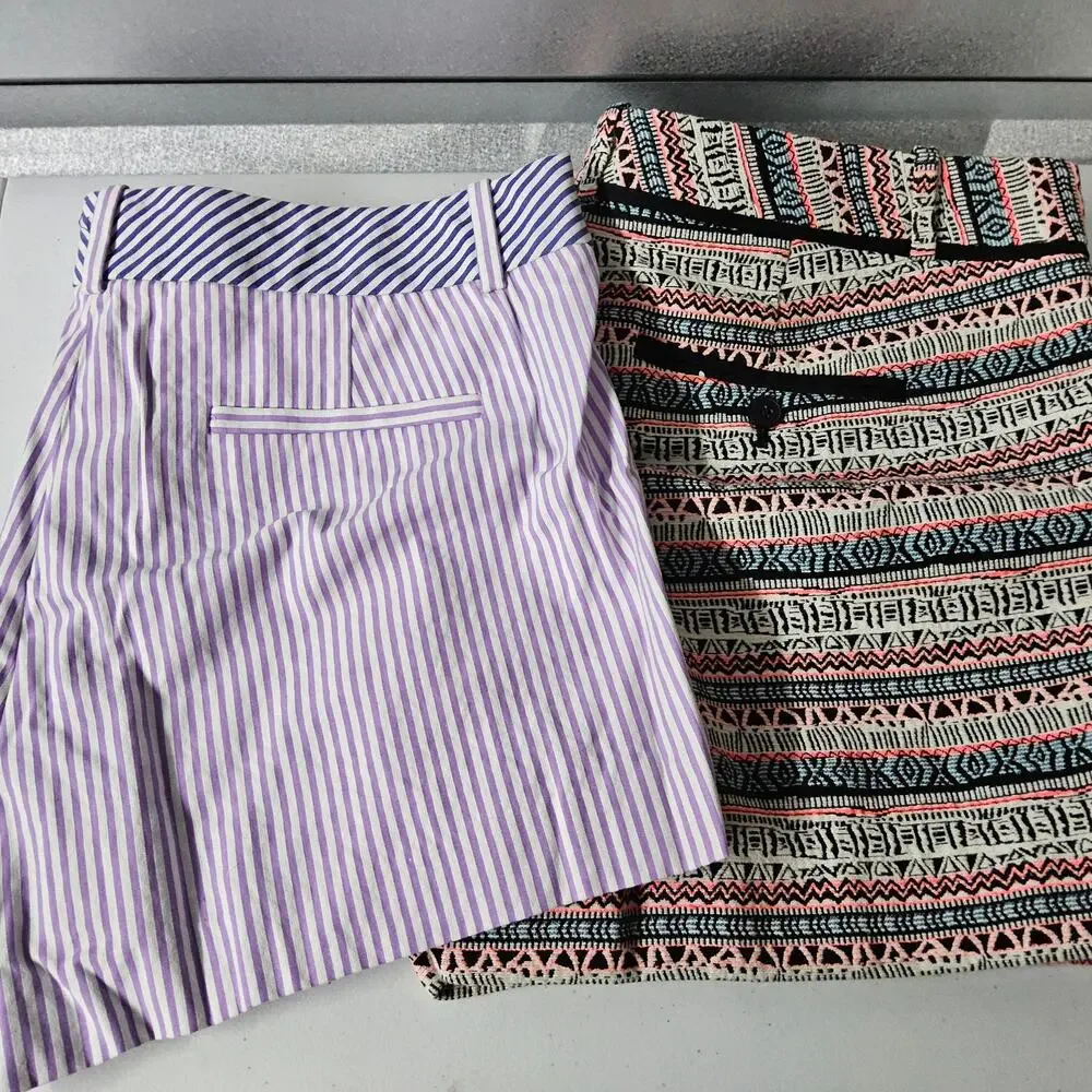 J. Crew The Limited Shorts Bundle Women‎ 10 Purple Blue Pink Striped Geometric